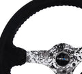 NRG Reinforced Steering Wheel (3in. Deep) Tasty Garage Sig Blk Suede, Red Stich, Pink TG Embroidery