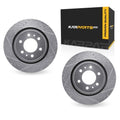 R1 04-19 Ford C70 Front Right Drilled Black Brake Rotor