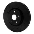 R1 05-17 Subaru WRX STI Front Left Drilled & Slotted Black Brake Rotor