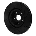 R1 05-17 Subaru WRX STI Front Left Drilled & Slotted Black Brake Rotor