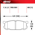 Hawk 01-03 Mazda Miata (w/ Sport Suspension) HT-10 Race Rear Brake Pads
