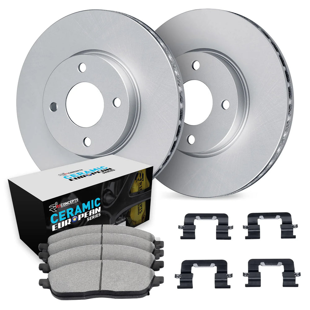 R1 02-08 Mini Cooper Front Carbon Coated Brake Rotor Set w/Euro Ceramic Pads and Hardware