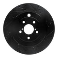 R1 17-25 Subaru BRZ Rear Right Drilled & Slotted Black Brake Rotor