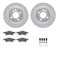 R1 02-08 Mini Cooper Rear Drilled & Slotted Silver Brake Rotor Set w/Euro Ceramic Pads and Hardware