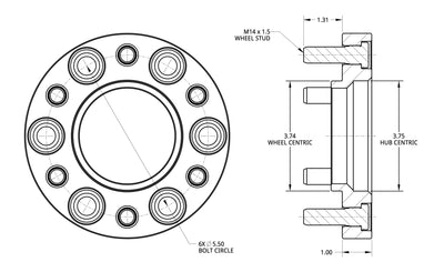 24C LAND CRUISER/TACOMA/23C SEQUIOA/22C TUNDRA 6 X51/2IN X 1IN THICK BLUE WHEEL SPACERS(PAIR)