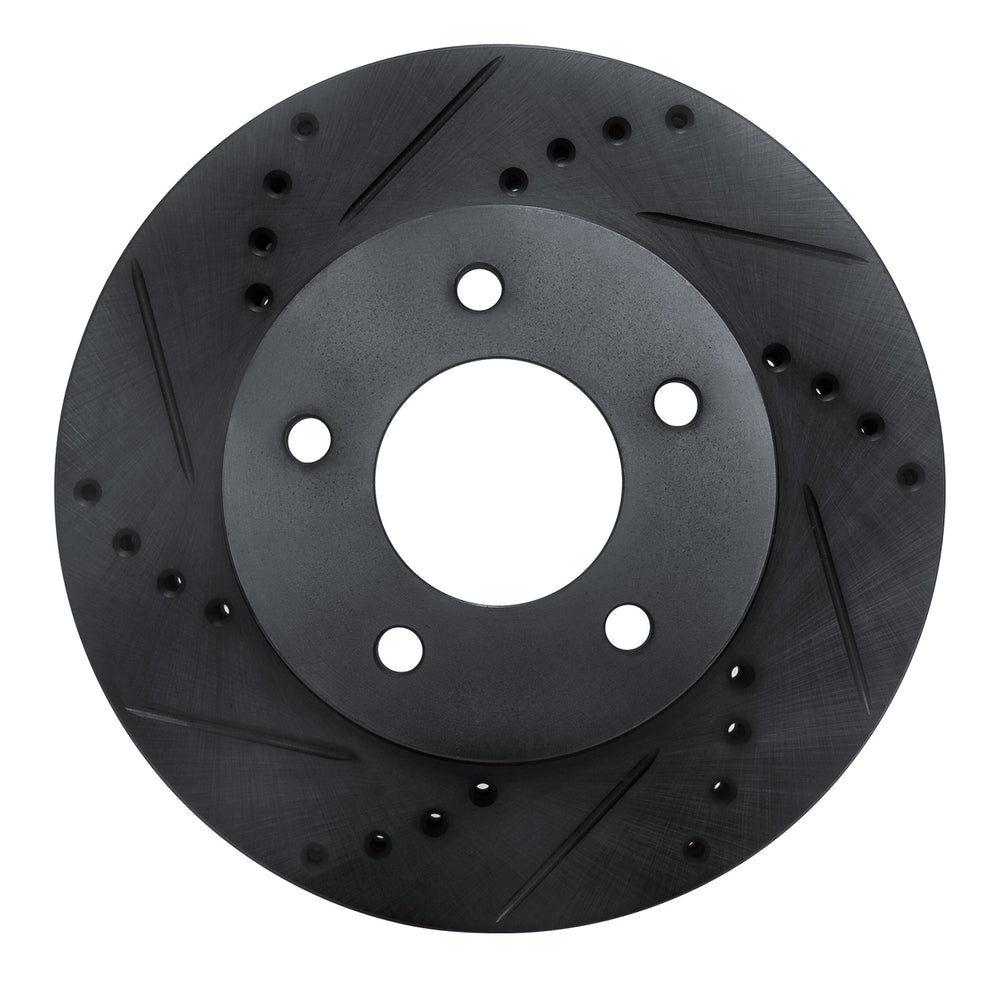 R1 96-98 Mazda MPV Front Left Drilled & Slotted Black Brake Rotor