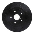 R1 05-07 Subaru Impreza Rear Left Drilled & Slotted Black Brake Rotor