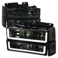 HEADLIGHT BUMPER LIGHT AND CORNER LIGHT COMBO CHROME HOUSING AND SMOKED LENS WITH LED BAR