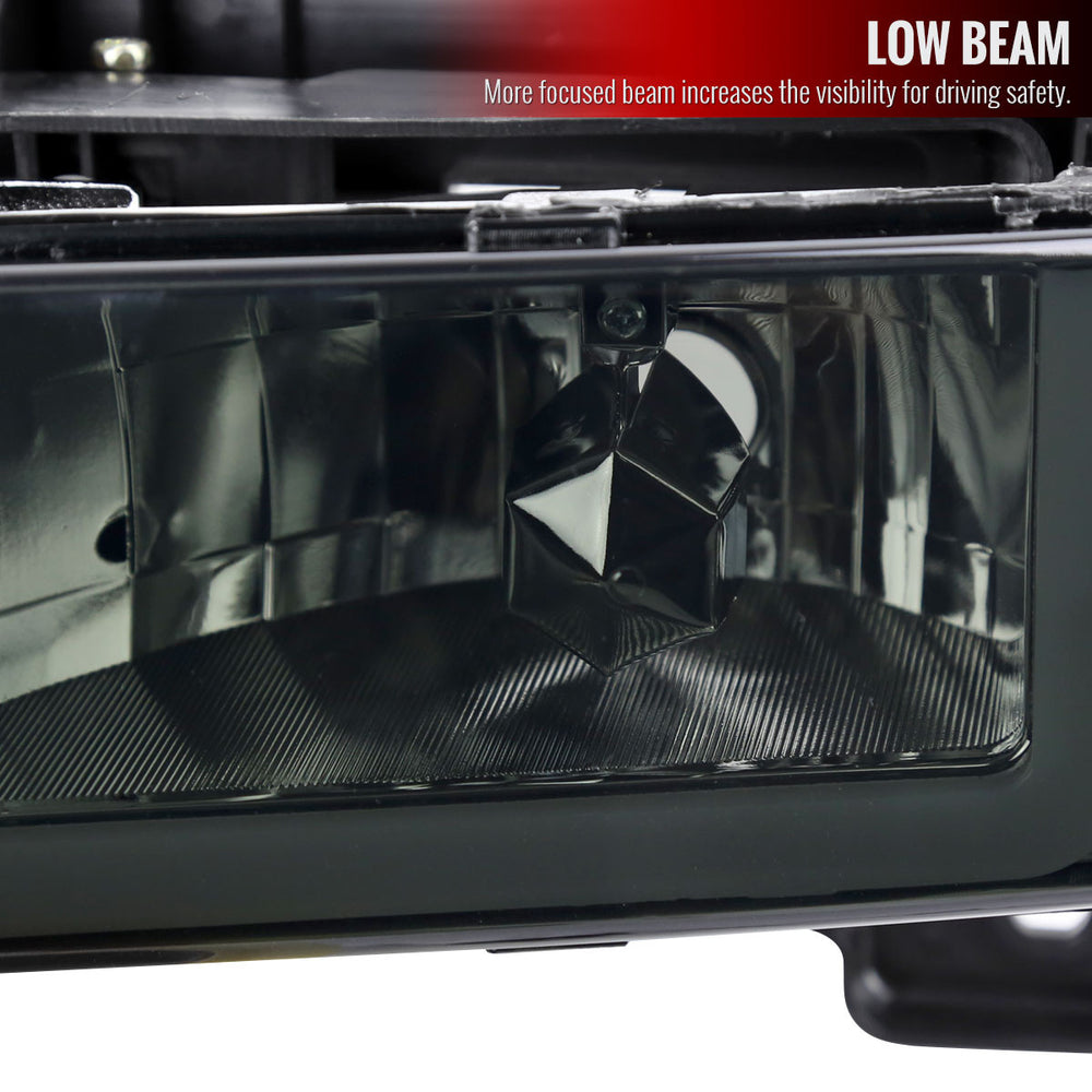 HEADLIGHT BUMPER LIGHT AND CORNER LIGHT COMBO CHROME HOUSING AND SMOKED LENS WITH LED BAR
