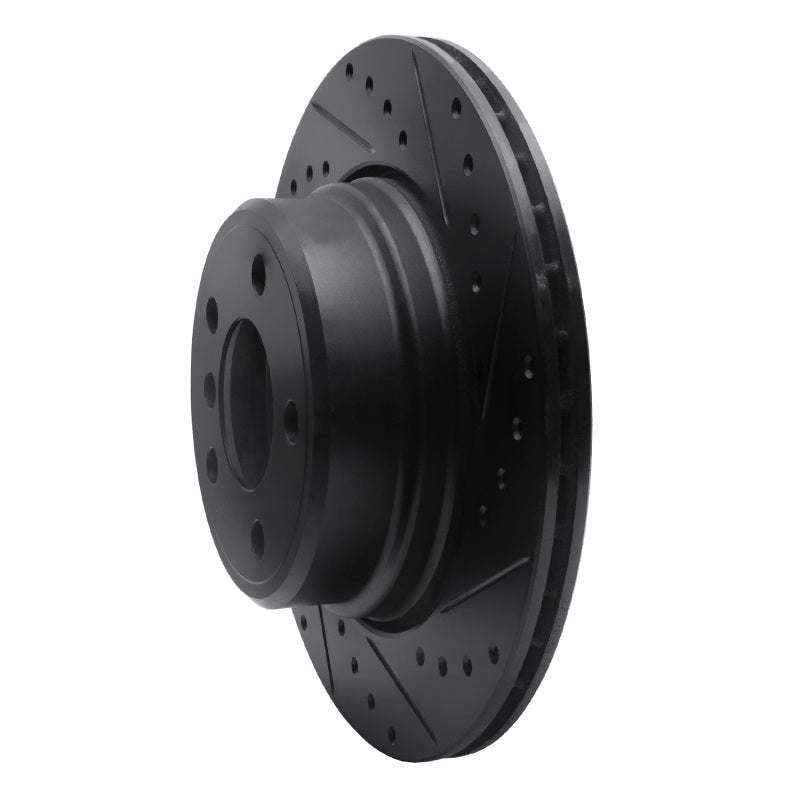 R1 02-06 BMW X5 Rear Right Drilled & Slotted Black Brake Rotor