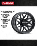 Aluminum Wheels 14x7 Krank Simulated Beadlock UTV A94B Satin Black 10 Offset 4 on 137 Bolt Pattern Raceline
