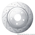 R1 2006-2013 Chevrolet Corvette Rear Left Drilled & Slotted Silver Brake Rotor