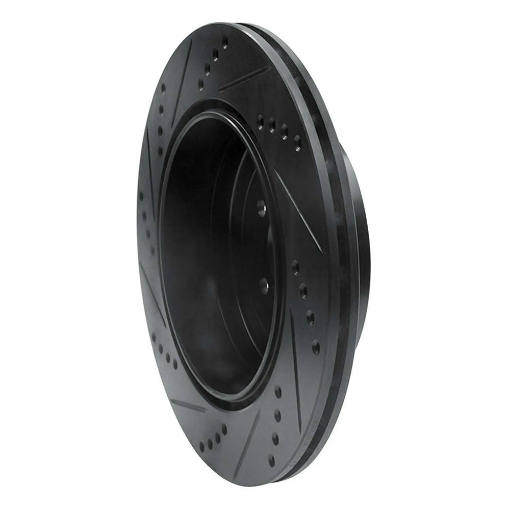 R1 03-04 Subaru Impreza Rear Right Drilled & Slotted Black Brake Rotor