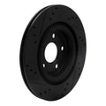 R1 06-08 Jaguar S-Type Rear Right Drilled & Slotted Black Brake Rotor