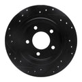 R1 04-08 Chrysler Pacifica Rear Right Drilled & Slotted Black Brake Rotor