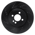 R1 09-14 Mini Cooper (Excl Clubman) Front Left Drilled & Slotted Black Brake Rotor