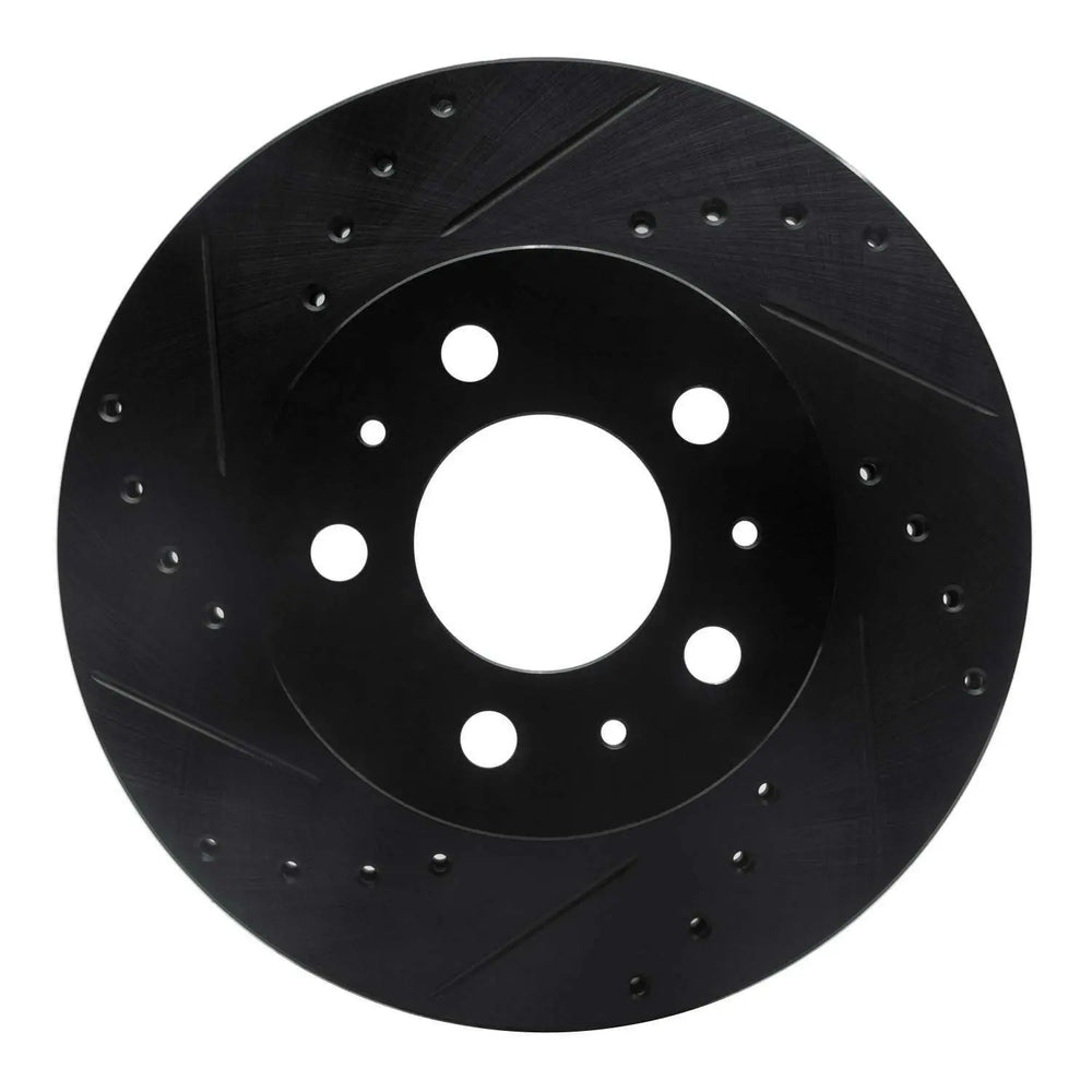 R1 95-97 Ford Crown Victoria Front Left Drilled & Slotted Black Brake Rotor