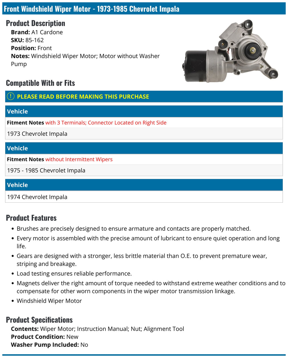NEW WIPER MOTORS
