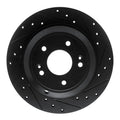 R1 18-23 Genesis G70 Rear Right Drilled & Slotted Black Brake Rotor