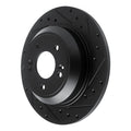 R1 18-23 Genesis G70 Rear Right Drilled & Slotted Black Brake Rotor
