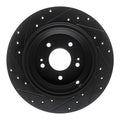 R1 18-23 Genesis G70 Rear Right Drilled & Slotted Black Brake Rotor