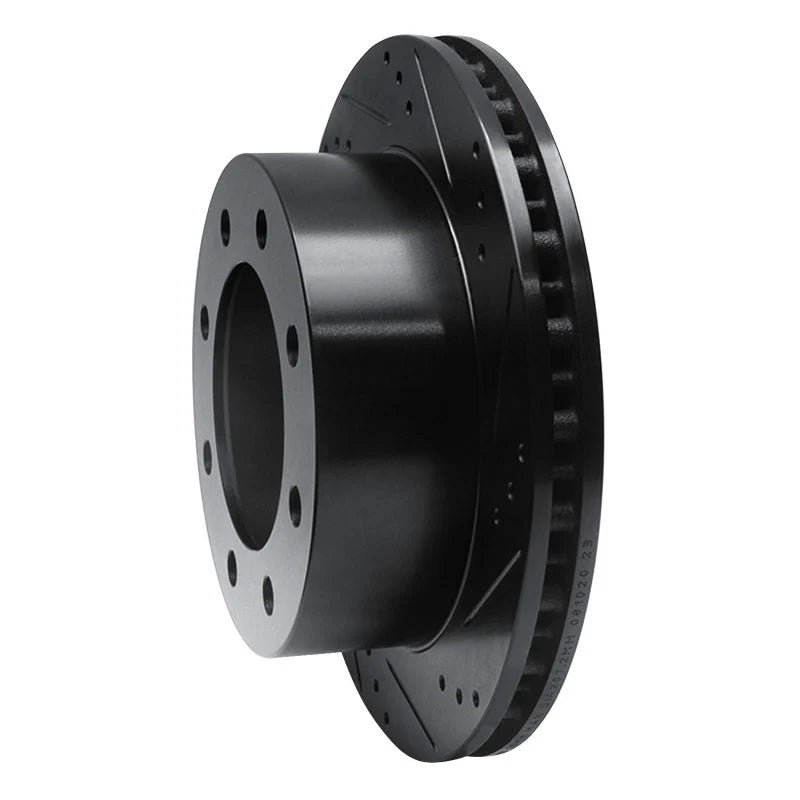 R1 99-05 Ford F-350 Super Duty 2WD Rear Right Drilled & Slotted Black Brake Rotor