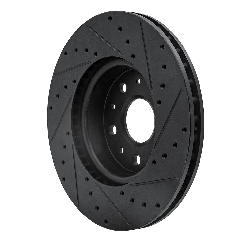 R1 16-25 Cadillac CT5 Front Left Drilled & Slotted Black Brake Rotor