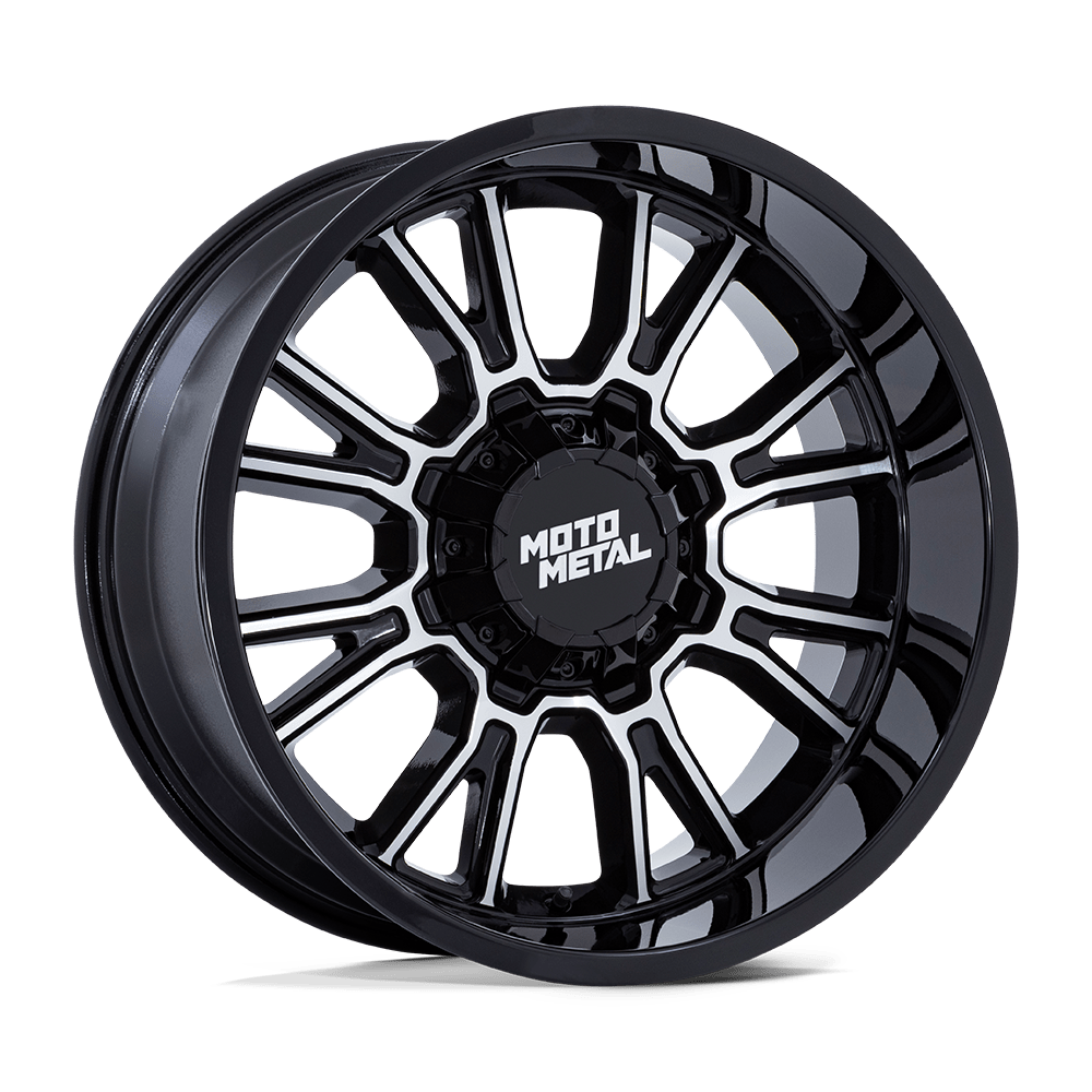 MO970 17x8 6x135.00/6x139.70 GLOSS BLACK W/ MACHINED FACE (0 mm)