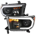 OE RETROFIT PROJECTOR HEADLIGHTS WITH LED BAR MATTE BLACK HOUSING AND CLEAR LENS