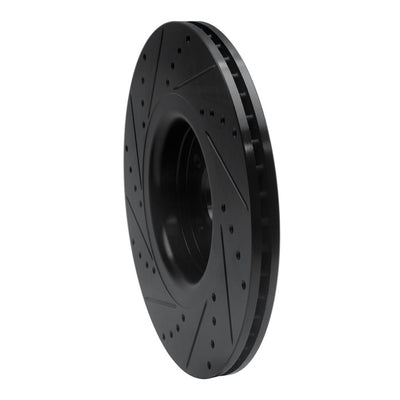 R1 14-18 Ford Focus ST Front Right Drilled & Slotted Black Brake Rotor