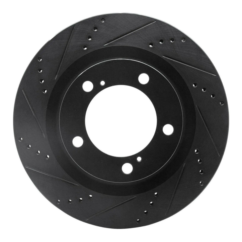 R1 07-22 Toyota Land Cruiser Front Left Drilled Black Brake Rotor