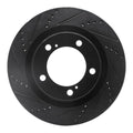 R1 07-22 Toyota Land Cruiser Front Left Drilled Black Brake Rotor