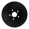 R1 93-98 Toyota Supra Left Front Drilled & Slotted Black Brake Rotor