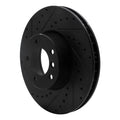 R1 00-03 BMW 540I Front Left Drilled & Slotted Black Brake Rotor