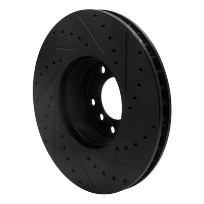 R1 00-03 BMW 540I Front Left Drilled & Slotted Black Brake Rotor