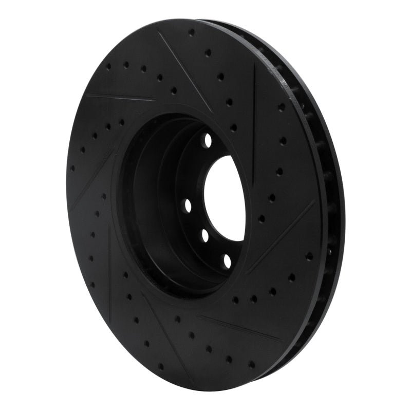 R1 00-03 BMW 540I Front Left Drilled & Slotted Black Brake Rotor