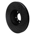 R1 00-03 BMW 540I Front Left Drilled & Slotted Black Brake Rotor