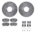 R1 95-04 Toyota Tacoma Front Drilled & Slotted Silver Brake Rotor Set w/Optimum OE Pads and Hardware