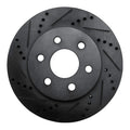 R1 98-99 Cadillac DEVILLE Front Left Drilled & Slotted Black Brake Rotor