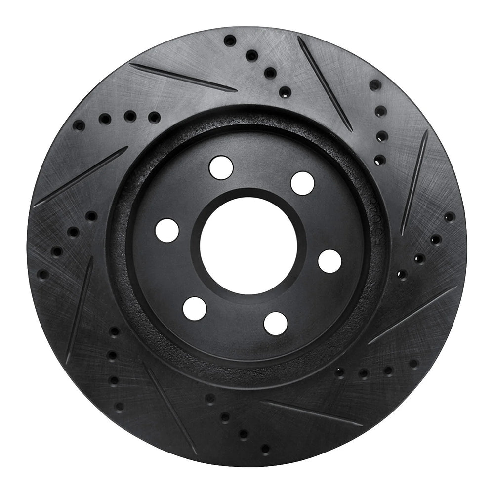 R1 98-99 Cadillac DEVILLE Front Left Drilled & Slotted Black Brake Rotor