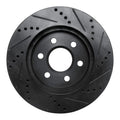 R1 98-99 Cadillac DEVILLE Front Left Drilled & Slotted Black Brake Rotor