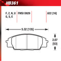 Hawk Honda S2000/Civic Type R/Acura RSX Front Race Pads Blue 9012