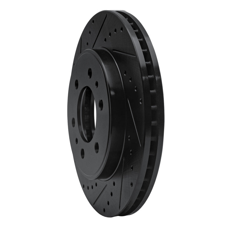 R1 09-09 Ford F-150 4WD Front Left Drilled & Slotted Black Brake Rotor