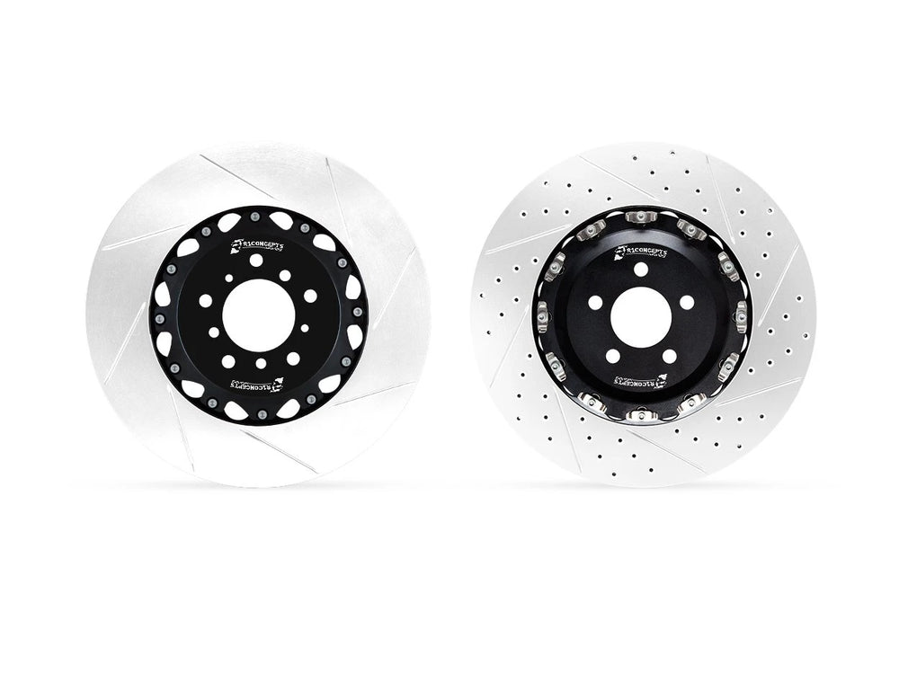 R1 03-05 Jaguar Super V8 Rear Right Drilled & Slotted Black Brake Rotor
