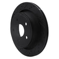 R1 02-21 Chrysler Aspen Rear Left Drilled Black Brake Rotor