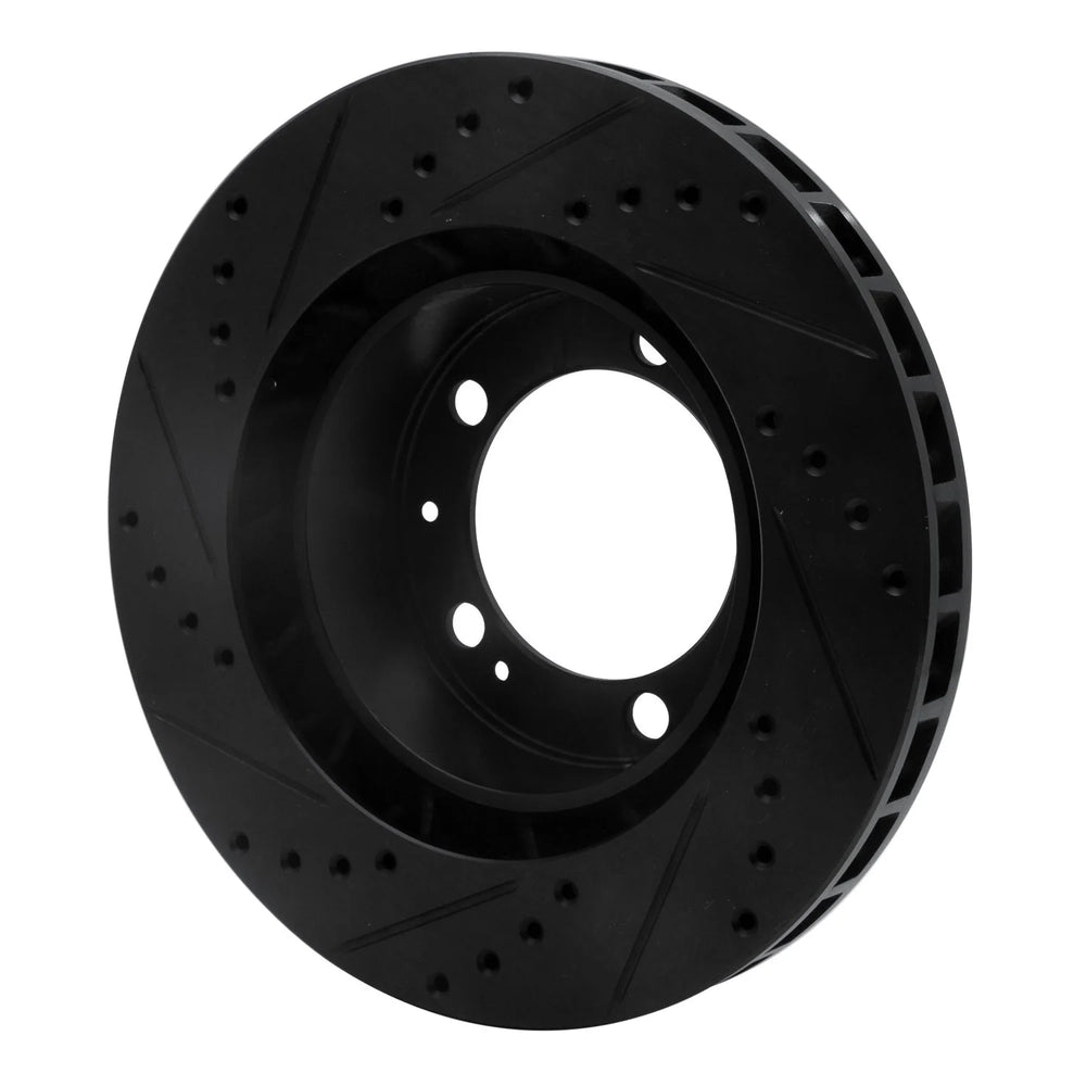 R1 86-91 Porsche 944 Except Turbo Left Front Drilled & Slotted Black Brake Rotor