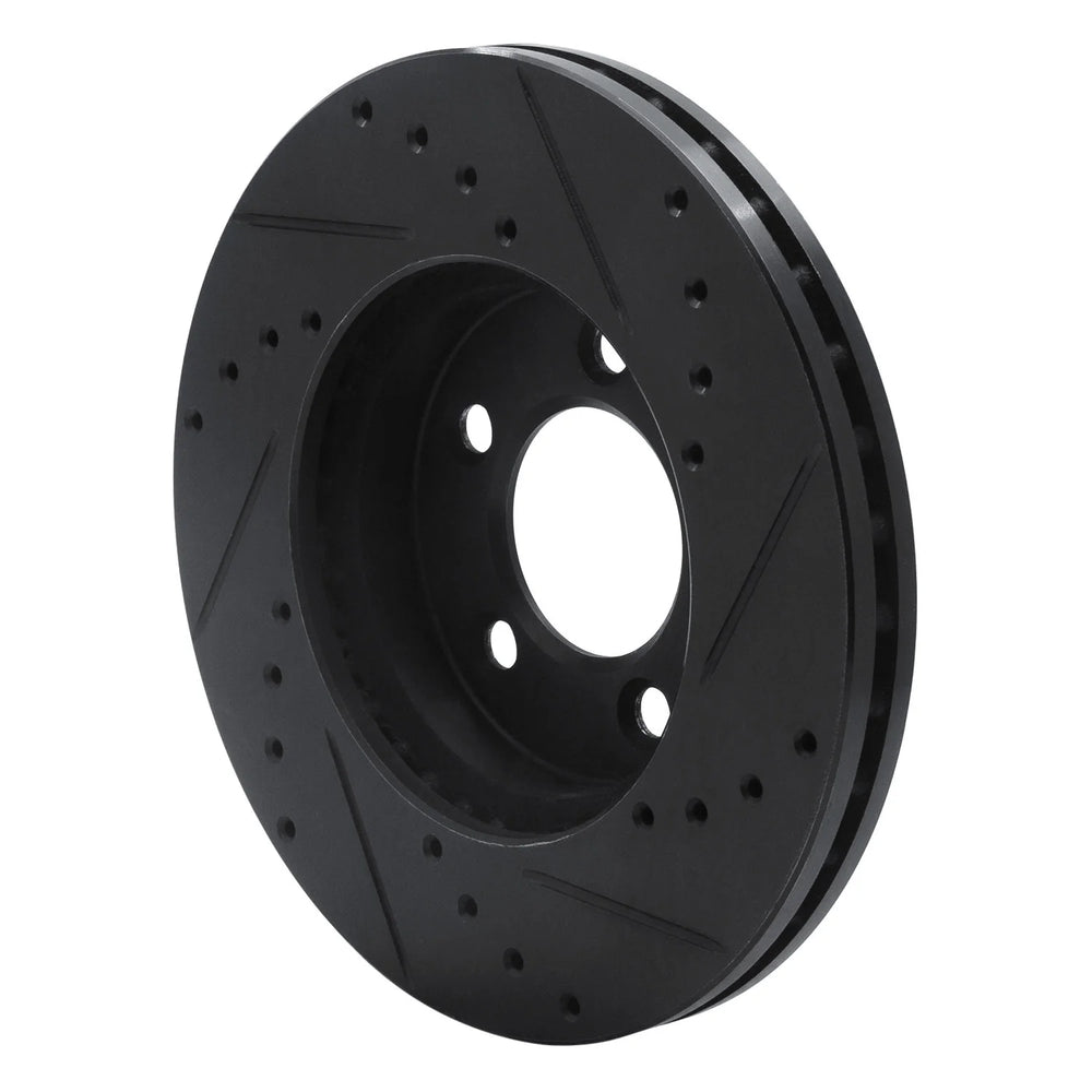 R1 86-91 Volkswagen Vanagon Front Left Drilled & Slotted Black Brake Rotor