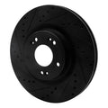 R1 09-11 Hyundai Genesis Sedan Front Left Drilled & Slotted Black Brake Rotor