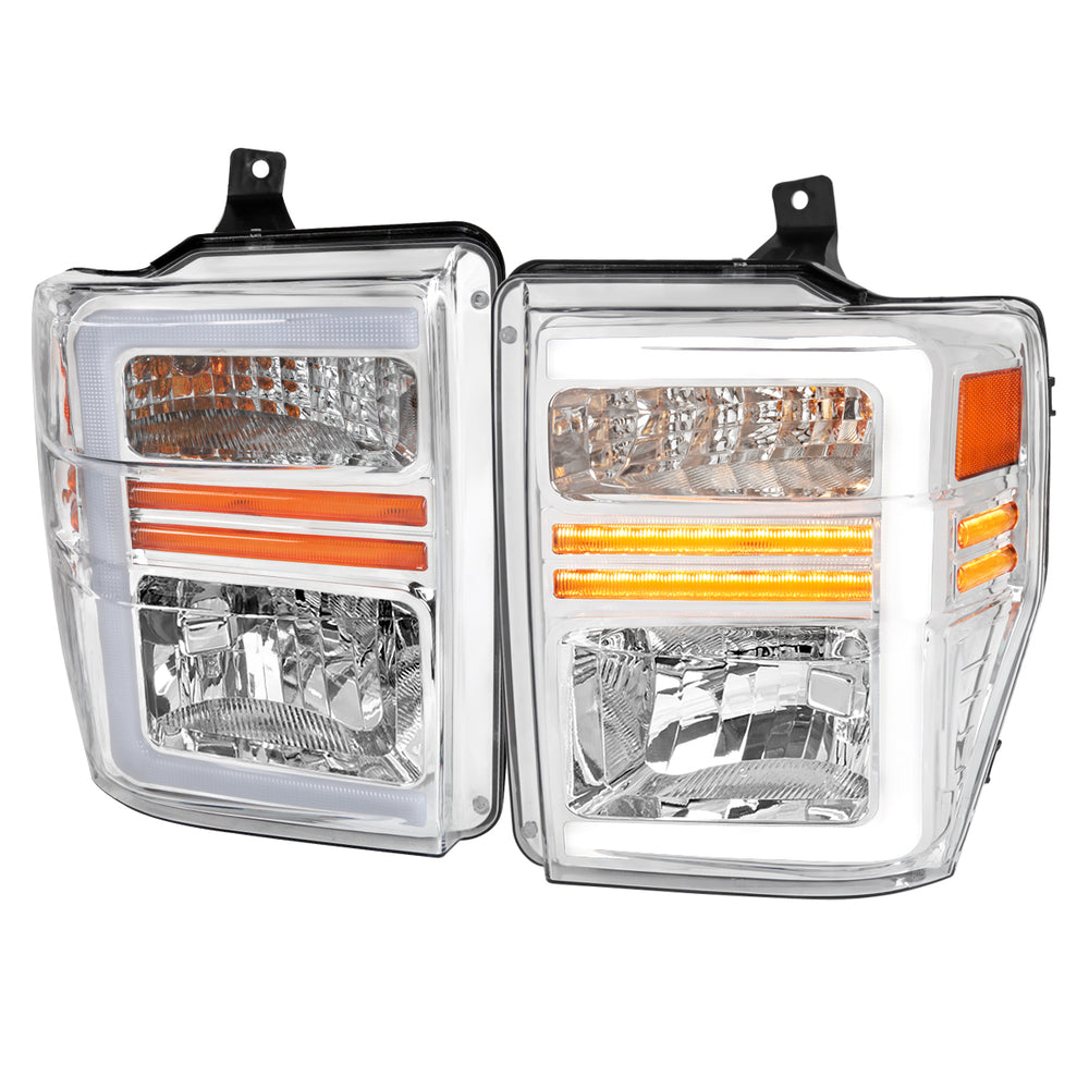 LED BAR TAIL LIGHTS SEQUENTIAL TURN SIGNAL CHROME HOUSING CLEAR LENS
