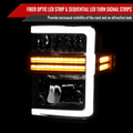 LED BAR TAIL LIGHTS SEQUENTIAL TURN SIGNAL CHROME HOUSING CLEAR LENS